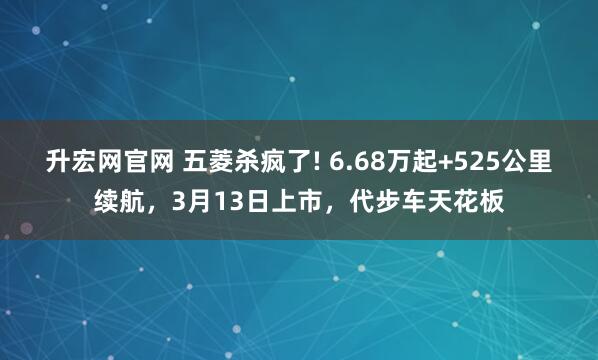 升宏网官网 五菱杀疯了! 6.68万起+525公里续航，3月13日上市，代步车天花板